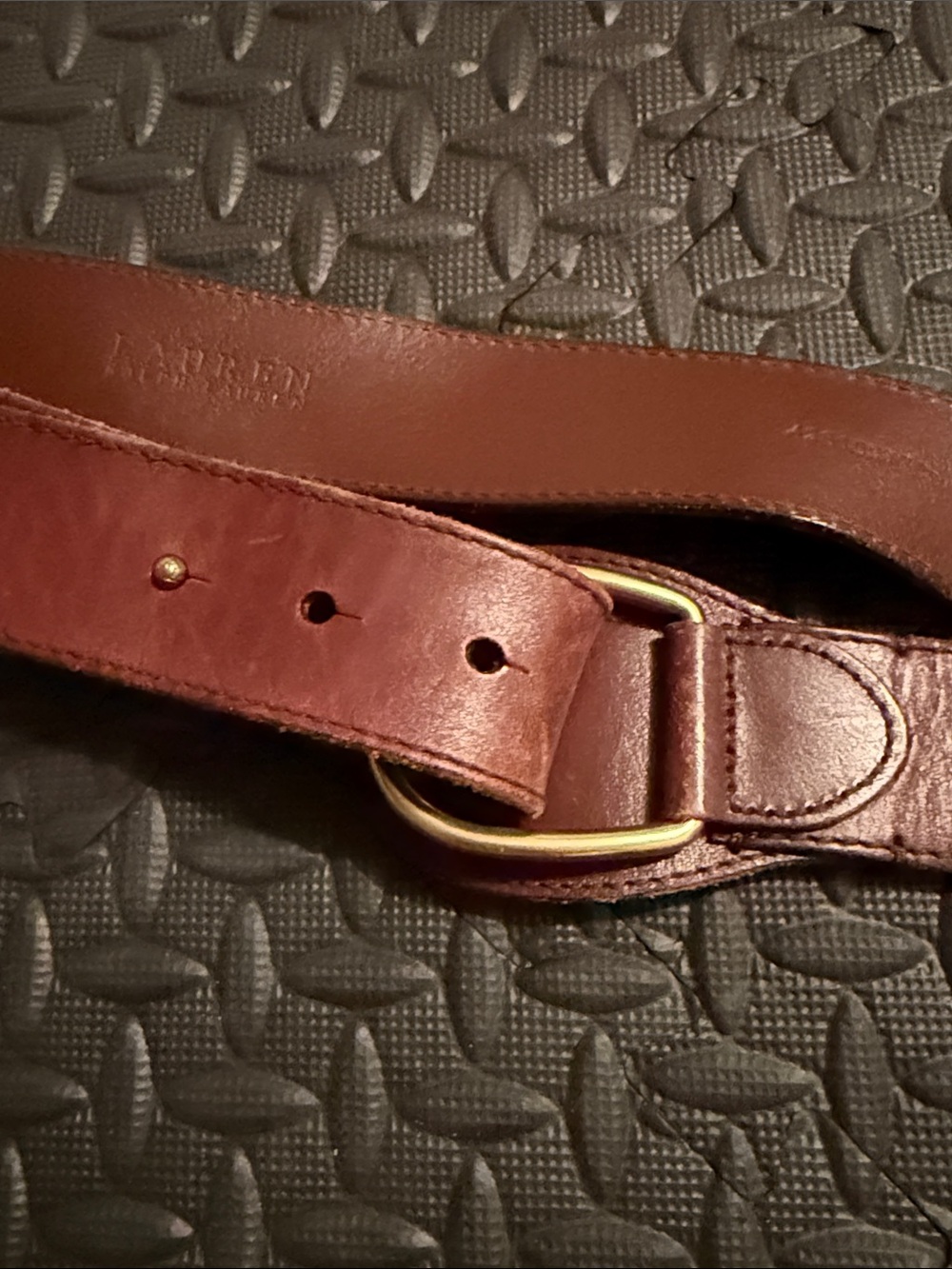 Ralph Lauren Leather Belt Strap in Dark Brown with Brass Buckle - Picture 4 of 5
